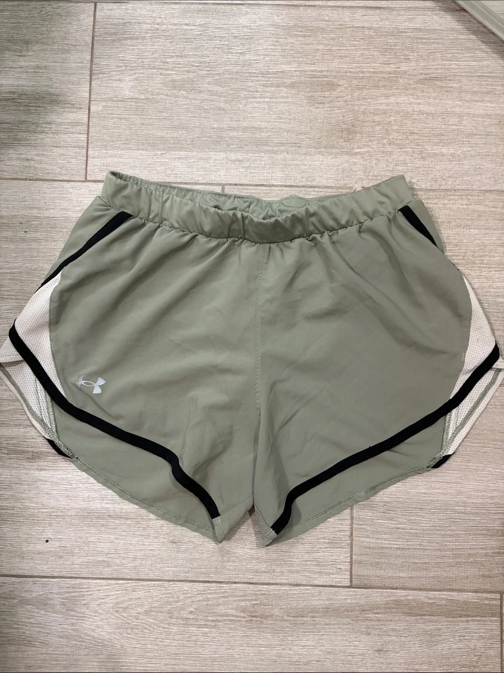Under Armour Women's Sage Green Athletic Shorts with Black Trim